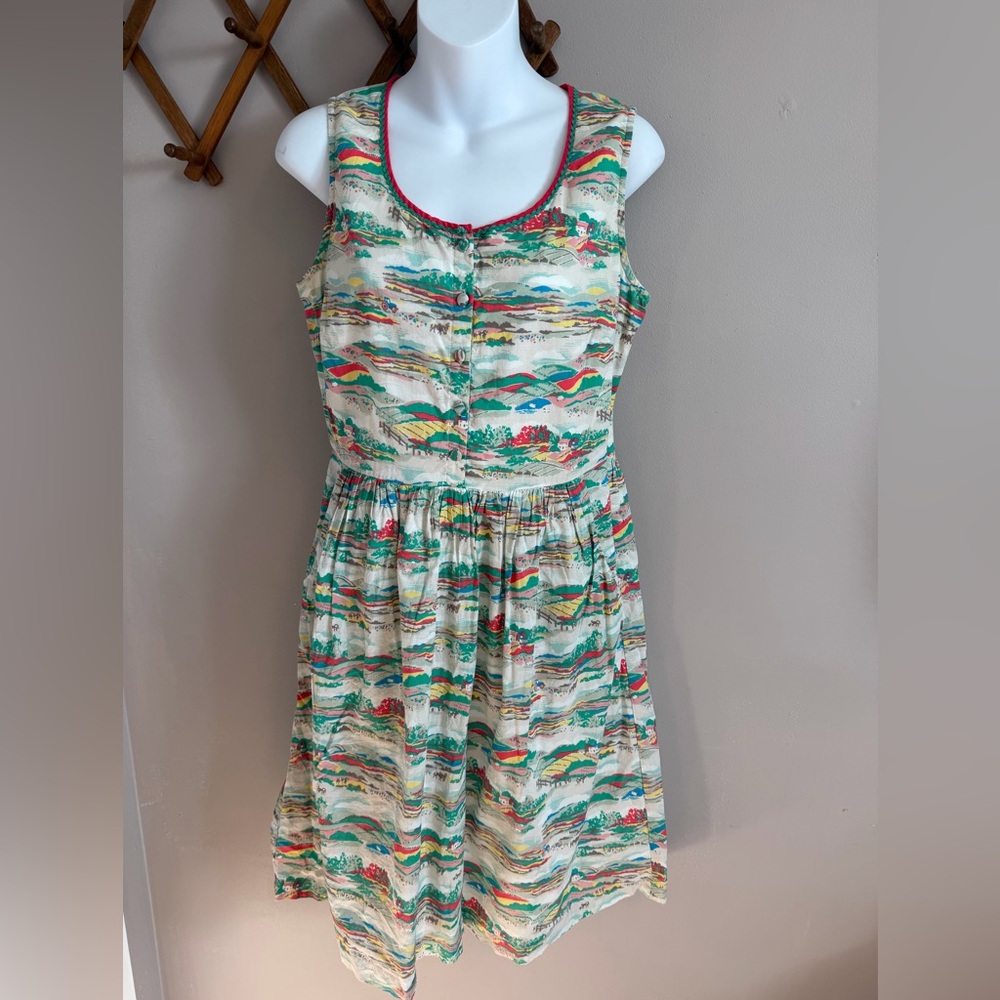Cath Kidston London Scenic Countryside Midi Dress | UK 12 / US 8